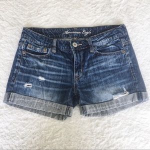 American Eagle Cuffed Ripped Jean Shorts